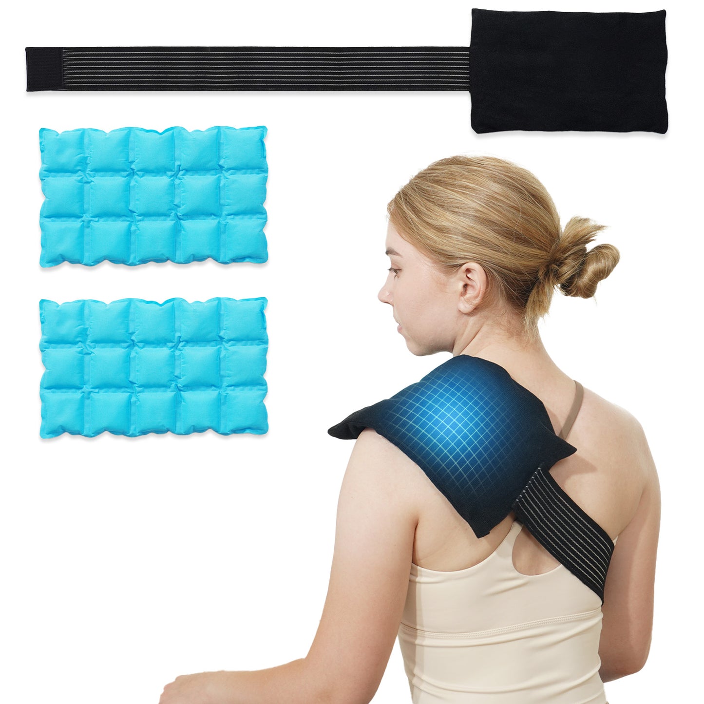 2 Ice Packs for Injuries Reusable, Cold and Hot Packs for Injuries, Joint Pain, Muscle Soreness, and Body Inflammation, with Wraps, Adjustable for Knees, Back, Shoulders, Arms, and Legs