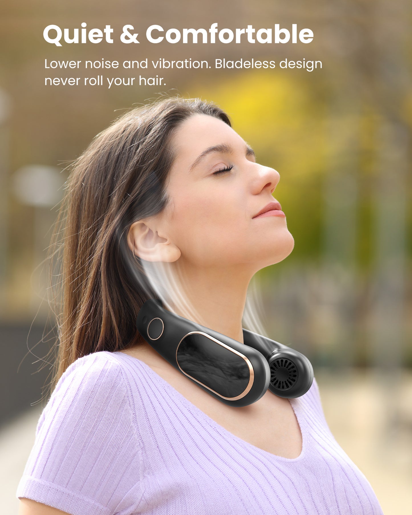 Koonie Neck Fan Rechargeable, Personal Portable Fan Battery Operated, Hands Free Wearable USB Neck Cooling Fan for Indoor Outdoor, Width Adjustable, Digital Display, 4-12h Working Time