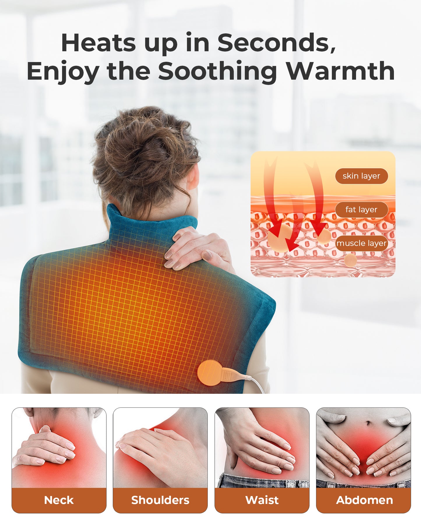 Heating Pad for Neck and Shoulders and Back Pain Relief, FSA HSA Eligible, Weighted Electric Heat Pad for Pain Relief, 5 Heat Settings, 4 Auto-Off, Present for Women Mom Men Dad Christmas