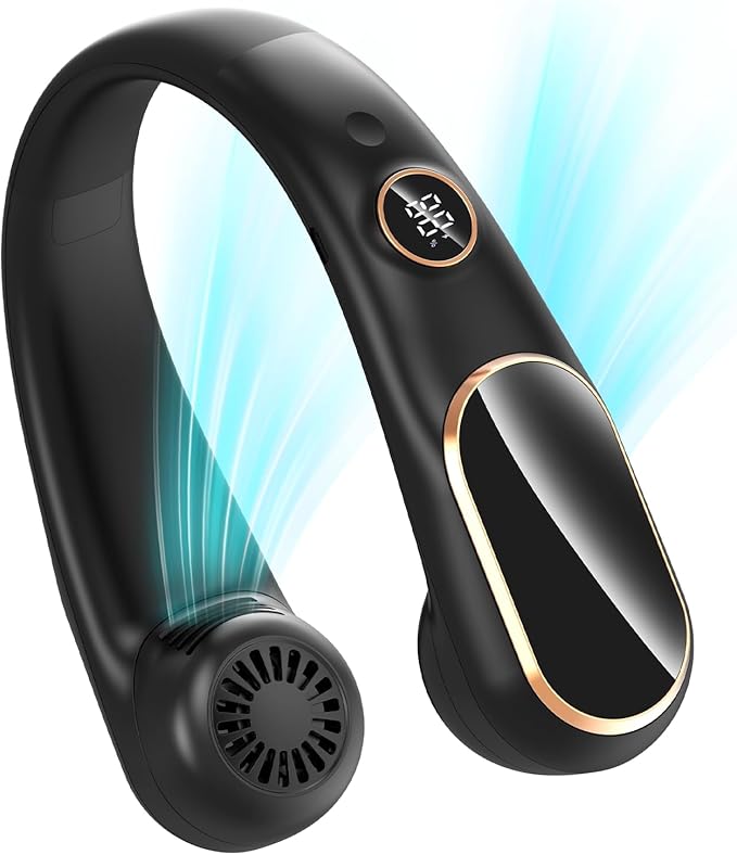 Koonie Neck Fan Rechargeable 5 Speeds, Portable Personal Fan, Hands Free Bladeless Fan, Battery Operated Wearable Fan Adjustable, Screen Design, 4-12 Hours, Cooling Fan For Travel, Outdoor, Indoor