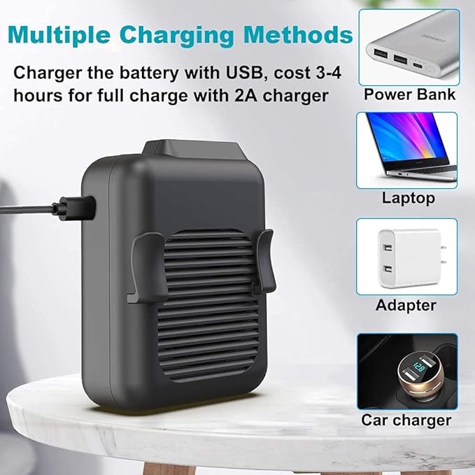Portable Waist Clip Fan, 6000mAh Battery Operated Necklace Fan, 23H Working Time Hands-free Cooling Fan for Outdoor Works, Farm, Hiking