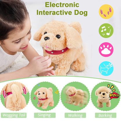 Koonie Realistic Robot Puppy - Interactive Walking & Barking Dog with Singing/Tail Wagging, Educational Play & Plush Birthday Gift for 2-5 Years Old Girls