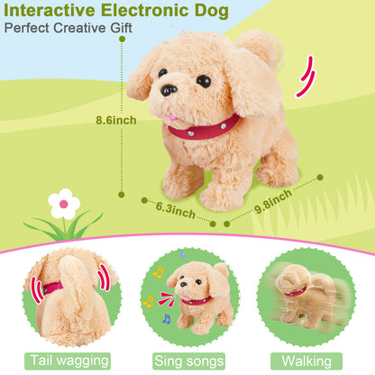 Koonie Realistic Robot Puppy - Interactive Walking & Barking Dog with Singing/Tail Wagging, Educational Play & Plush Birthday Gift for 2-5 Years Old Girls