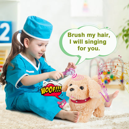 Koonie Realistic Robot Puppy - Interactive Walking & Barking Dog with Singing/Tail Wagging, Educational Play & Plush Birthday Gift for 2-5 Years Old Girls